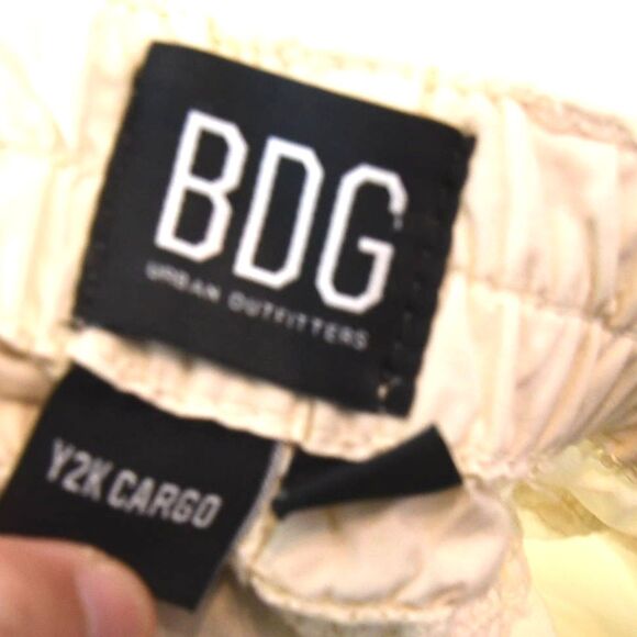 BDG Y2K Cargo Pants Khaki Cream Low-Rise Elastic Waist Wide Leg S - Picture 4 of 9
